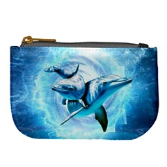 Dolphin Blue Sea Fantasy Large Coin Purse from ArtsNow.com Front