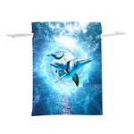 Dolphin Blue Sea Fantasy Lightweight Drawstring Pouch (L)