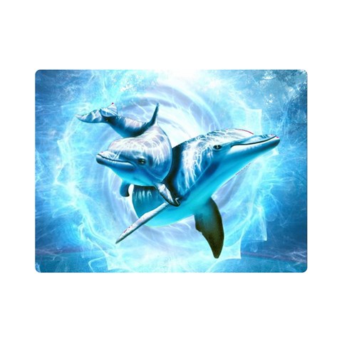 Dolphin Blue Sea Fantasy Premium Plush Fleece Blanket (Mini) from ArtsNow.com 35 x27  Blanket Front