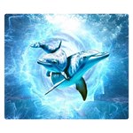 Dolphin Blue Sea Fantasy Premium Plush Fleece Blanket (Small)