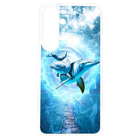 Dolphin Blue Sea Fantasy Samsung Galaxy S24 6.2 Inch TPU UV Case from ArtsNow.com Front