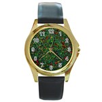 Grass Nature Meadow Round Gold Metal Watch