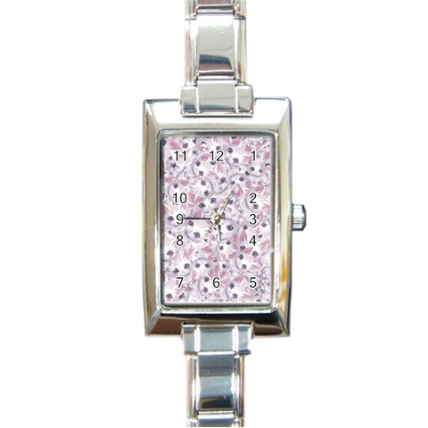 Sweet Kawaii Kitty Pattern (ai) Bk Rectangle Italian Charm Watch from ArtsNow.com Front