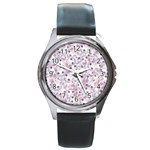 Sweet Kawaii Kitty Pattern (ai) Bk Round Metal Watch