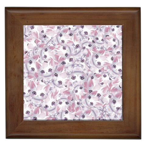 Sweet Kawaii Kitty Pattern (ai) Bk Framed Tile from ArtsNow.com Front