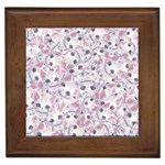 Sweet Kawaii Kitty Pattern (ai) Bk Framed Tile