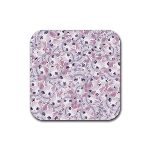 Sweet Kawaii Kitty Pattern (ai) Bk Rubber Coaster (Square) from ArtsNow.com Front