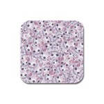 Sweet Kawaii Kitty Pattern (ai) Bk Rubber Square Coaster (4 pack)