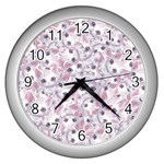 Sweet Kawaii Kitty Pattern (ai) Bk Wall Clock (Silver)