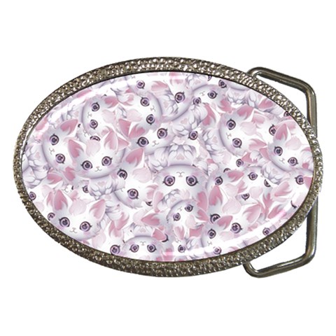 Sweet Kawaii Kitty Pattern (ai) Bk Belt Buckles from ArtsNow.com Front