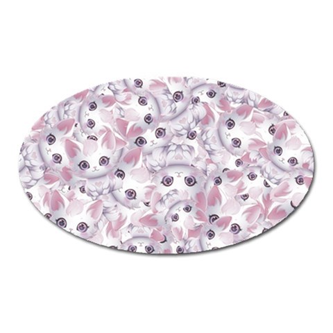 Sweet Kawaii Kitty Pattern (ai) Bk Oval Magnet from ArtsNow.com Front