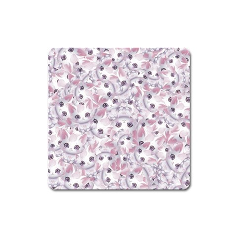 Sweet Kawaii Kitty Pattern (ai) Bk Square Magnet from ArtsNow.com Front