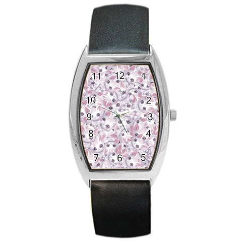 Sweet Kawaii Kitty Pattern (ai) Bk Barrel Style Metal Watch from ArtsNow.com Front