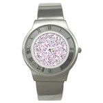 Sweet Kawaii Kitty Pattern (ai) Bk Stainless Steel Watch