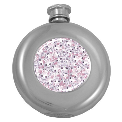 Sweet Kawaii Kitty Pattern (ai) Bk Round Hip Flask (5 oz) from ArtsNow.com Front