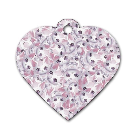 Sweet Kawaii Kitty Pattern (ai) Bk Dog Tag Heart (One Side) from ArtsNow.com Front