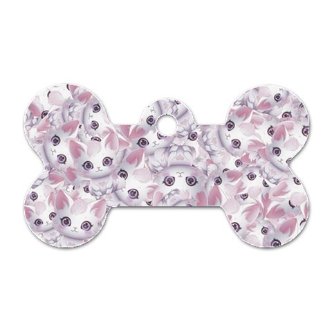 Sweet Kawaii Kitty Pattern (ai) Bk Dog Tag Bone (One Side) from ArtsNow.com Front