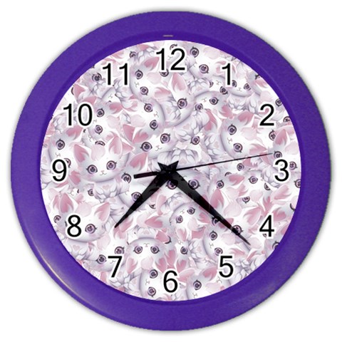 Sweet Kawaii Kitty Pattern (ai) Bk Color Wall Clock from ArtsNow.com Front