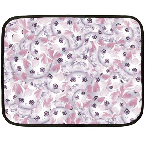 Sweet Kawaii Kitty Pattern (ai) Bk Fleece Blanket (Mini) from ArtsNow.com 35 x27  Blanket