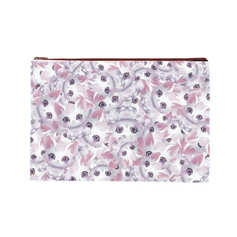 Sweet Kawaii Kitty Pattern (ai) Bk Cosmetic Bag (Large) from ArtsNow.com Front