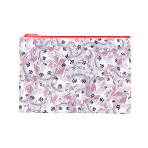 Sweet Kawaii Kitty Pattern (ai) Bk Cosmetic Bag (Large) from ArtsNow.com Front