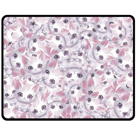 Sweet Kawaii Kitty Pattern (ai) Bk Fleece Blanket (Medium) from ArtsNow.com 60 x50  Blanket Front