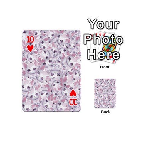 Sweet Kawaii Kitty Pattern (ai) Bk Playing Cards 54 Designs (Mini) from ArtsNow.com Front - Heart10