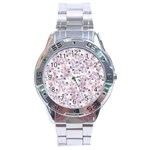 Sweet Kawaii Kitty Pattern (ai) Bk Stainless Steel Analogue Watch