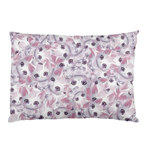 Sweet Kawaii Kitty Pattern (ai) Bk Pillow Case (Two Sides) from ArtsNow.com Front