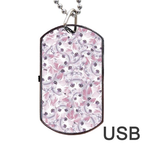 Sweet Kawaii Kitty Pattern (ai) Bk Dog Tag USB Flash (One Side) from ArtsNow.com Front