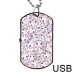 Sweet Kawaii Kitty Pattern (ai) Bk Dog Tag USB Flash (One Side)