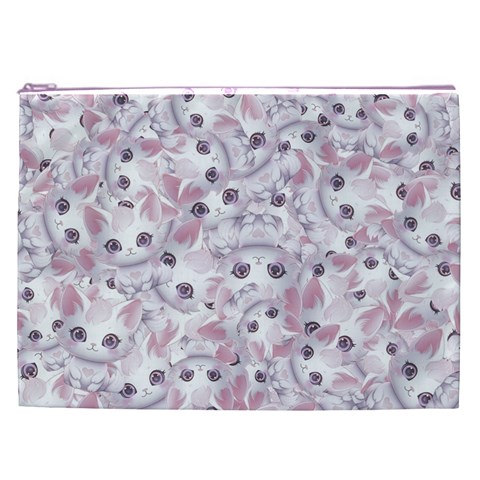 Sweet Kawaii Kitty Pattern (ai) Bk Cosmetic Bag (XXL) from ArtsNow.com Front