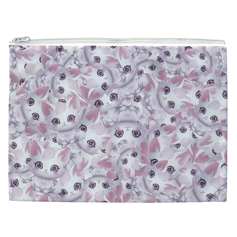 Sweet Kawaii Kitty Pattern (ai) Bk Cosmetic Bag (XXL) from ArtsNow.com Front