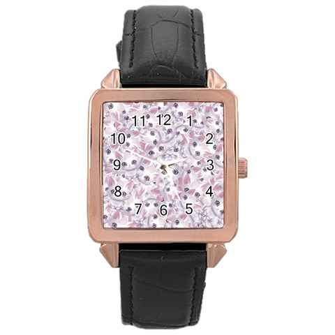 Sweet Kawaii Kitty Pattern (ai) Bk Rose Gold Leather Watch  from ArtsNow.com Front