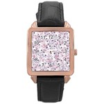 Sweet Kawaii Kitty Pattern (ai) Bk Rose Gold Leather Watch 