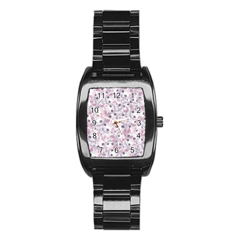 Sweet Kawaii Kitty Pattern (ai) Bk Stainless Steel Barrel Watch from ArtsNow.com Front