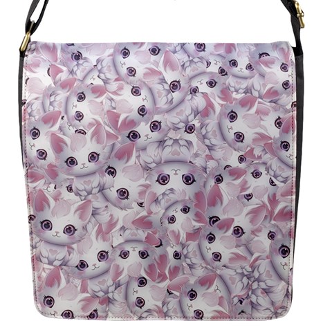 Sweet Kawaii Kitty Pattern (ai) Bk Flap Closure Messenger Bag (S) from ArtsNow.com Front