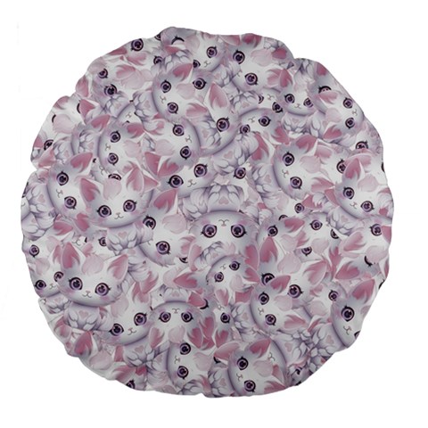 Sweet Kawaii Kitty Pattern (ai) Bk Large 18  Premium Flano Round Cushions from ArtsNow.com Front