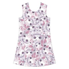 Sweet Kawaii Kitty Pattern (ai) Bk Kids  Short Sleeve Velvet Dress from ArtsNow.com Front