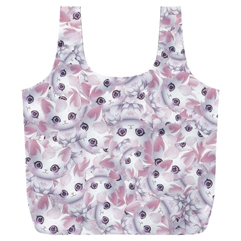 Sweet Kawaii Kitty Pattern (ai) Bk Full Print Recycle Bag (XXL) from ArtsNow.com Front