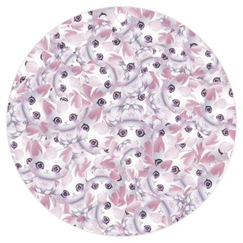 Sweet Kawaii Kitty Pattern (ai) Bk UV Print Acrylic Ornament Round from ArtsNow.com Front