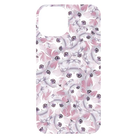 Sweet Kawaii Kitty Pattern (ai) Bk iPhone 14 Black UV Print Case from ArtsNow.com Front