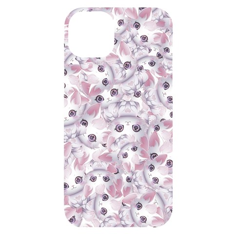 Sweet Kawaii Kitty Pattern (ai) Bk iPhone 14 Plus Black UV Print Case from ArtsNow.com Front