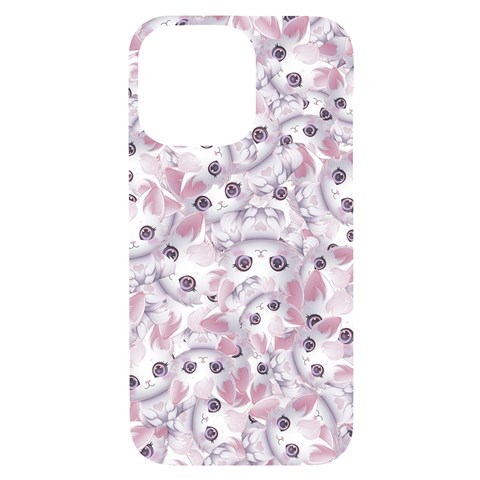 Sweet Kawaii Kitty Pattern (ai) Bk iPhone 14 Pro Max Black UV Print Case from ArtsNow.com Front