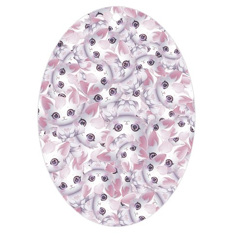 Sweet Kawaii Kitty Pattern (ai) Bk UV Print Acrylic Ornament Oval from ArtsNow.com Front