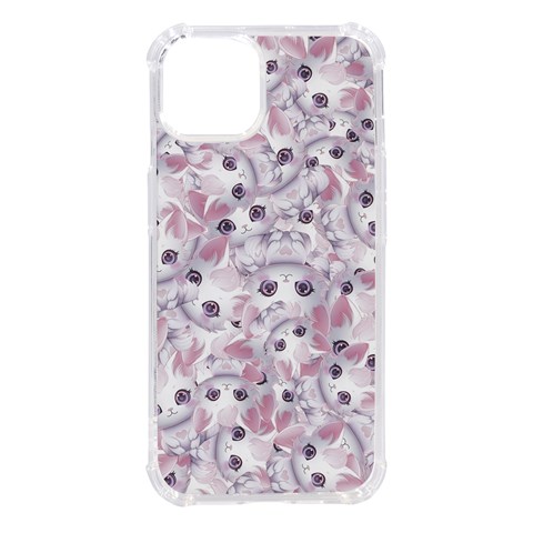 Sweet Kawaii Kitty Pattern (ai) Bk iPhone 14 TPU UV Print Case from ArtsNow.com Front