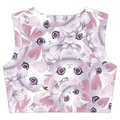 Sweet Kawaii Kitty Pattern (ai) Bk Trumpet Sleeve Cropped Top from ArtsNow.com Back