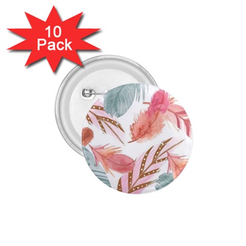 Feathers, Boho, Cute, Feather, Pastel 1.75  Buttons (10 pack) from ArtsNow.com Front