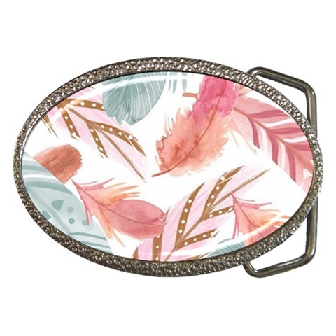 Feathers, Boho, Cute, Feather, Pastel Belt Buckles from ArtsNow.com Front