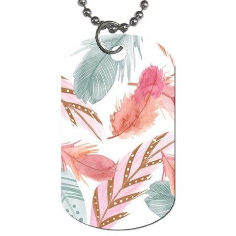 Feathers, Boho, Cute, Feather, Pastel Dog Tag (One Side) from ArtsNow.com Front